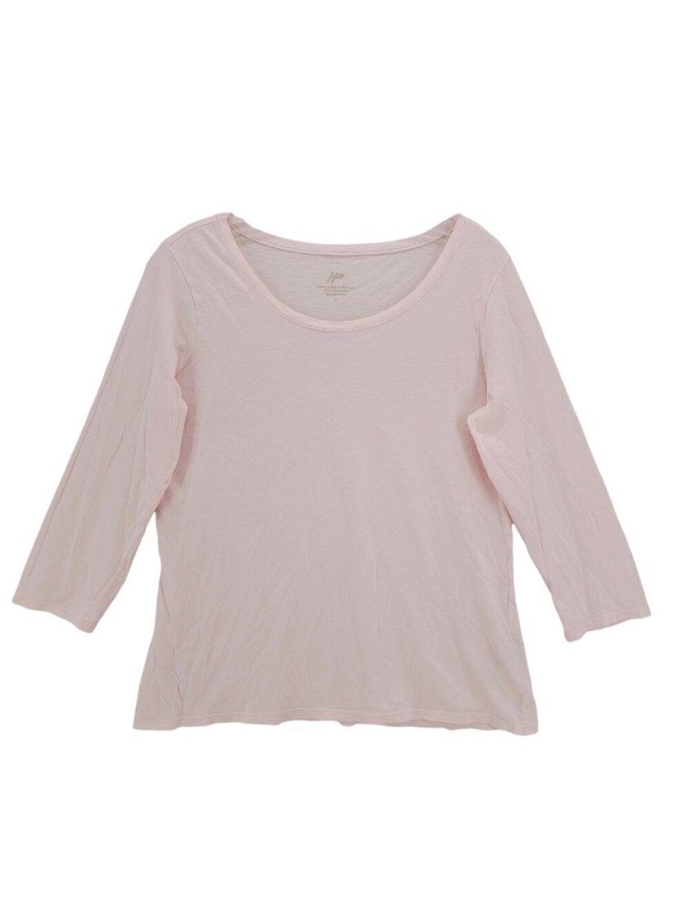 J JILL Featherweight 3/4 Sleeve Tee 100% Pima Cotton Light Pink Size LARGE